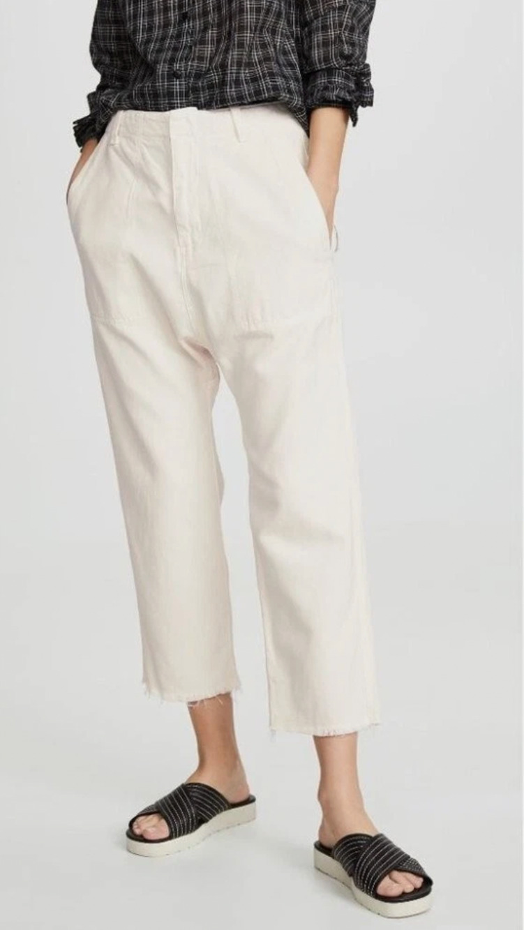 Nili Lotan 2 Linen Luna Pants $395 Drop Crotch Cotton Slouchy Eggshell White NWT - Picture 1 of 7